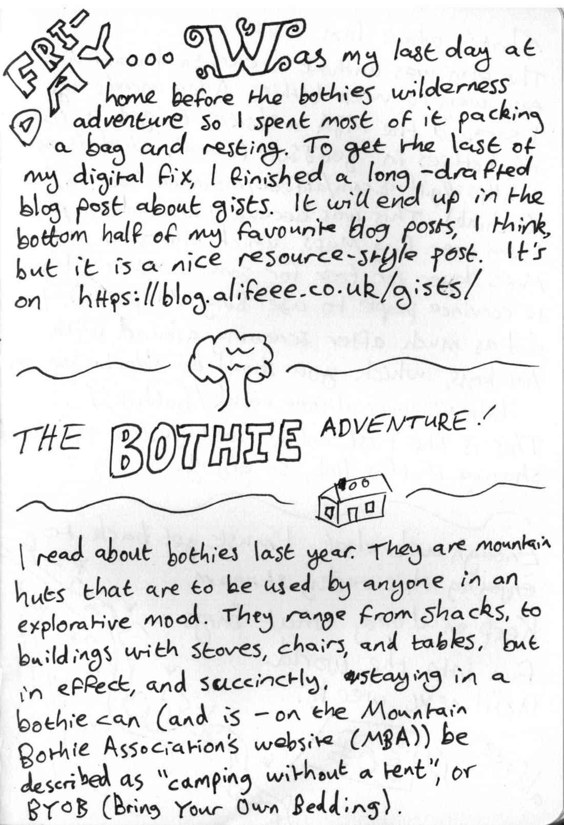 screenshot of handwritten weeknotes